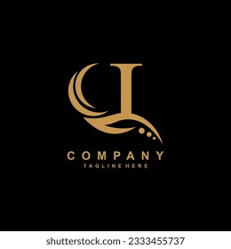 luxury I logo design with pretty feathers. logo monogram. suitable for business logos, companies, boutiques, salons, beauty, brands, etc.