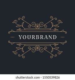 Luxury Logo Design Template with elegant ornament, suitable for cafe, fashion, hotel