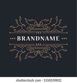 Luxury Logo Design Template with elegant ornament, suitable for cafe, fashion, hotel