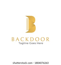 Luxury Logo Design Vector with B letter Gold Gradient and Concept the Hall Behind the Door with Style Negative Space