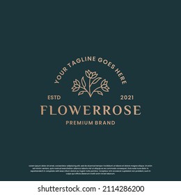 luxury logo design for your business. golden rose flower logo vector