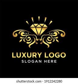 luxury logo diamond, jewelry design - vector logo