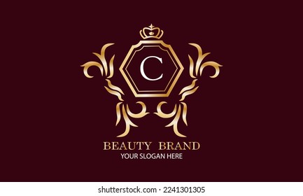 Luxury logo. Elegant initial letter C monogram design template for restaurant, hotel, boutique, cafe, hotel, heraldry shop, jewelry, fashion and other business