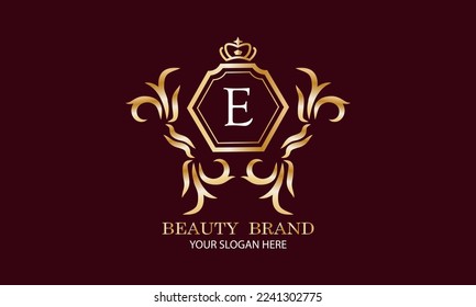 Luxury logo. Elegant initial letter E monogram design template for restaurant, hotel, boutique, cafe, hotel, heraldry shop, jewelry, fashion and other business