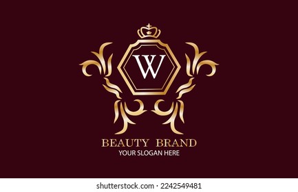Logo de lujo. Elegante letra inicial plantilla de diseño en monograma W para restaurante, hotel, boutique, café, hotel, heraldry shop, joyería, moda y otros negocios
