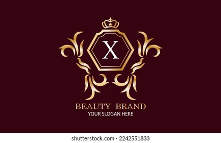 Logo de lujo. Elegante letra inicial modelo de diseño de monograma X para restaurante, hotel, boutique, café, hotel, heraldry shop, joyería, moda y otros negocios