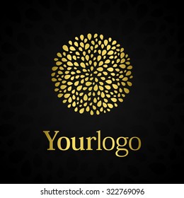 Luxury Logo. Elegant Symbol With Golden Leafs.