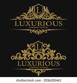 Luxury logo with Gold nuance. Suitable for Boutique, Hotel and Fashion Brand Identity