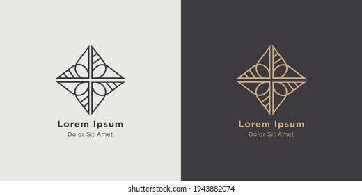 Luxury  Logo, golden Leaf shape Abstract emblem, design concept, logo, logotype element for template.