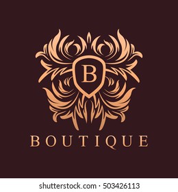 luxury logo heraldic boutique hotel resort restaurant template royal vector