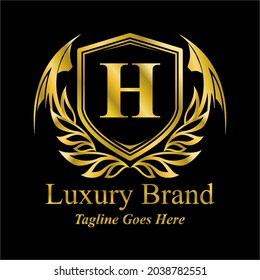 luxury logo illustration, letter h, simple vector design