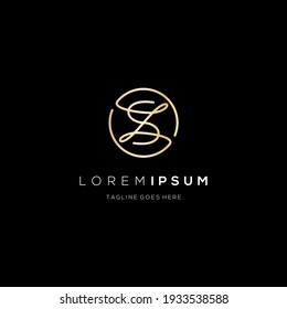 Logo de lujo letra inicial Letra S Z Icono G color de oro sobre fondo negro