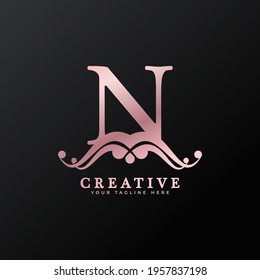 Luxury Logo Initial N Letter for Restaurant, Royalty, Boutique, Cafe, Hotel, Heraldic, Jewelry, Fashion and other vector illustration