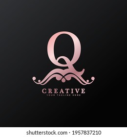 Luxury Logo Initial Q Letter for Restaurant, Royalty, Boutique, Cafe, Hotel, Heraldic, Jewelry, Fashion and other vector illustration