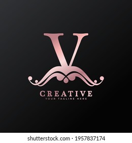Luxury Logo Initial V Letter for Restaurant, Royalty, Boutique, Cafe, Hotel, Heraldic, Jewelry, Fashion and other vector illustration