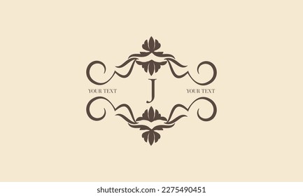 Luxury logo J. Business sign, identity for restaurant, royalty, cafe, heraldry, jewelry, fashion and other vector illustrations perfect for boutique, hotel, wedding and other elegant business.