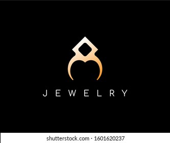 Luxury logo of Jewelry with Modern Concept. Design with Unique and Abstract Ring Vector Image. Suitable for Jewelry Shop Business Sign.