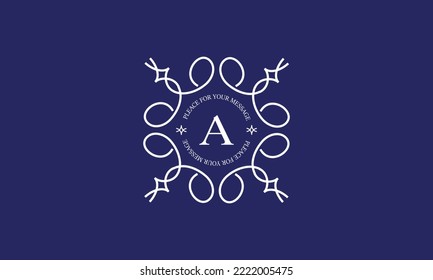 Logotipo de lujo con la letra A en el centro. Diseño de monograma vectorial, marca de moda, plantilla de señalización de negocio para empresa, restaurante, tienda.