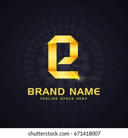 Luxury logo for letter e paper art style