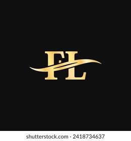 Luxury Logo Letter F.L logos template, serif typography vector of initial company name monogram design