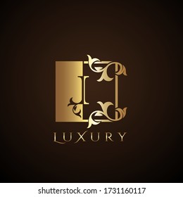 Luxury  Logo Letter I Golden Square  Vector Design Concept.