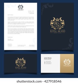 Luxury Logo, Letter head, Book cover, Business card set for restaurant, hotel, cafe or other businesses