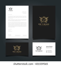 Luxury Logo, Letter head, Book cover, Business card set for restaurant, hotel, cafe or other businesses