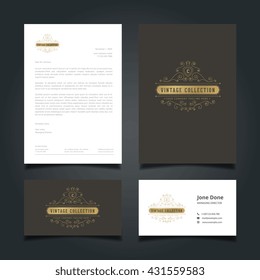 Luxury Logo, Letter head, Book cover, Business card set for restaurant, hotel, cafe or other businesses