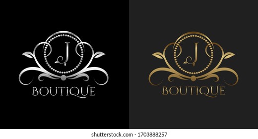 Luxury Logo Letter J Template Vector Circle for Restaurant, Royalty, Boutique, Cafe, Hotel, Heraldic, Jewelry, Fashion and other brand indentity vector illustration 