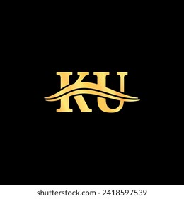 Luxury Logo Letter K.U logos template, serif typography vector of initial branding company name design