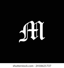 luxury logo letter M identity monogram black and white color