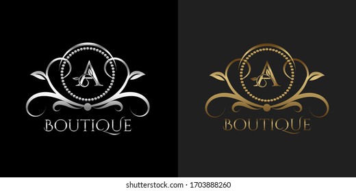 Luxury Logo Letter A Template Vector Circle for Restaurant, Royalty, Boutique, Cafe, Hotel, Heraldic, Jewelry, Fashion and other brand indentity vector illustration 