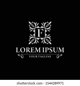 Luxury logo monogram crest template design vector illustration. Royal brand vintage vignette ornaments.
