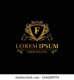 Luxury logo monogram crest template design vector illustration. Royal brand vintage vignette ornaments.