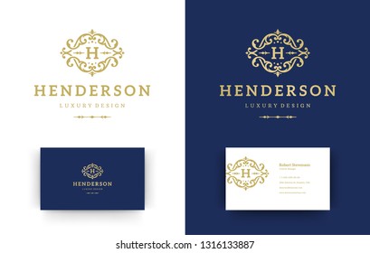 Luxury logo monogram template design vector illustration. Royal monogram crest brand vintage vignette ornaments.