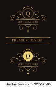 Luxury logo and monogram template. Elegant calligraphic ornament pattern. Vector illustration for your restaurant, boutique, hotel, heraldic, jewelry, fashion and other business.