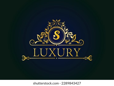 Luxury logo. Original vector illustration . Floral design. Letter S Luxury logo. Good for wedding, restaurant, boutique, heraldic, hotel etc..