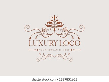 Luxury logo. Original vector illustration . Floral design. 
