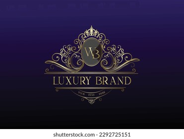 Luxury logo. Original vector illustration . Floral design. WB letter logo or BW letter logo.