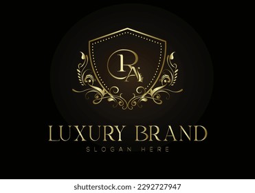 Luxury logo. Original vector illustration . Floral design. RA letter logo or AR letter logo.