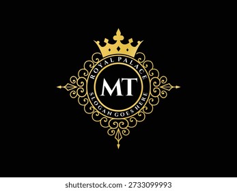 Luxury logo, royal palace monogram, golden crown, intricate swirls, premium emblem, business identity, classic insignia, boutique style