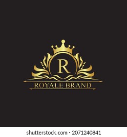 Luxury logo Royal Template.elegant with crown logo vector, Creative Lettering Logo Vector Illustration.