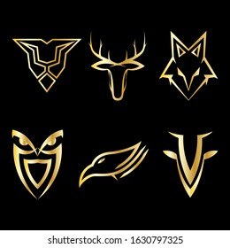 luxury logo set animal vector