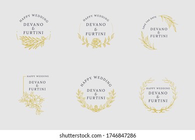 Luxury logo set. Calligraphic pattern elegant decor elements. Vintage vector ornament Signs and Symbols.