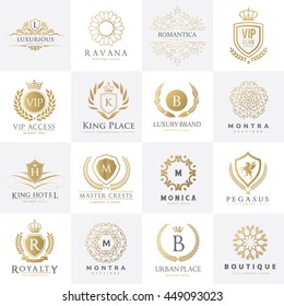 Luxury Logo Set Design For Boutique Hotel,Resort,Restaurant, Fashion, VIP, Club, Education Brand Identity.