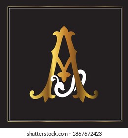 Luxury Logo set with Flourishes Calligraphic Monogram design for Premium brand identity. white and gold Letter on black
background Royal Calligraphic Beautiful Logo. Vintage Drawn Emblem