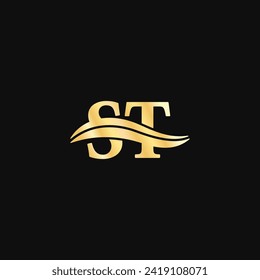 Luxury logo S.T letter Monogram Elegant typography vector of business name branding serif font logotype design