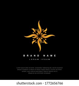 Estrella del logotipo de lujo, fuego, ilustración abstracta del sol