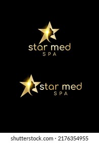 Luxury Logo Star Med For SPA With Beautiful Girl Face Silhouette