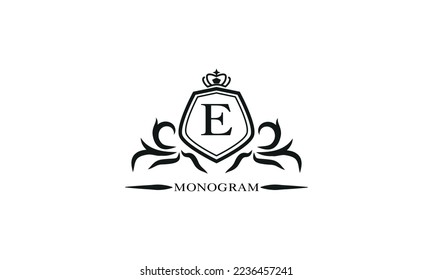 Luxury logo template with calligraphic elegant initial E. Emblem logo for restaurants, hotels, bars and boutiques.